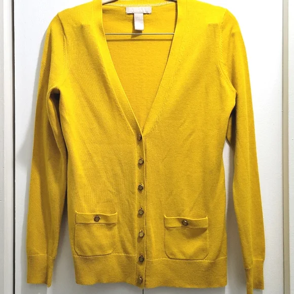 Banana Republic Golden Yellow Knit Cardigan Sweater size S - Picture 2 of 13